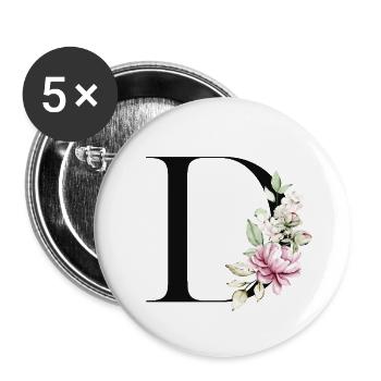 Votre lettre D sur les vêtements personnalisés - Lot de 5 petits badges (25 mm) - blanc - Devant