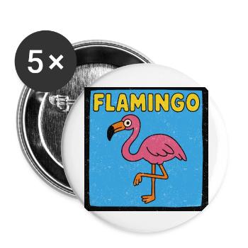 Flamingo Cartoon - Weathered Look - Buttons small 1''/25 mm (5-pack) - white - Front