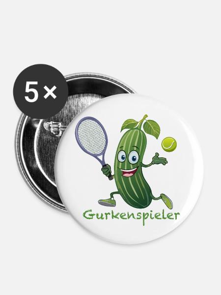 lachende gurke, tennis, gurkenspieler, gurke - Buttons klein 25 mm (5er Pack) - Weiß