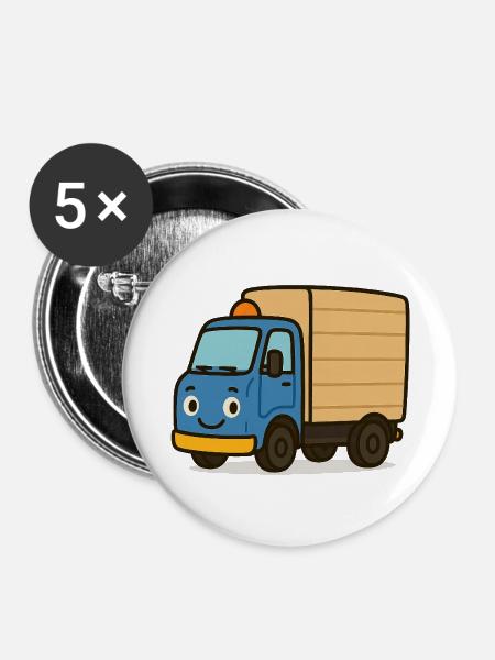 LKW - Buttons klein 25 mm (5er Pack) - Weiß