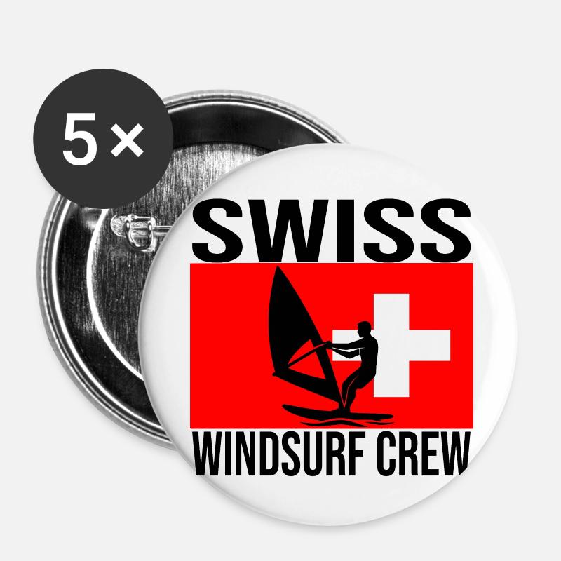 Swiss Windsurf Crew Shirt - Buttons klein 25 mm (5er Pack) - Weiß