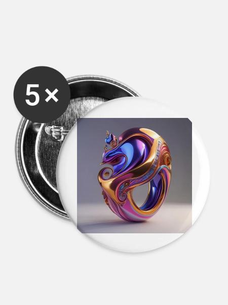 Kunst Ring - Buttons klein 25 mm (5er Pack) - Weiß