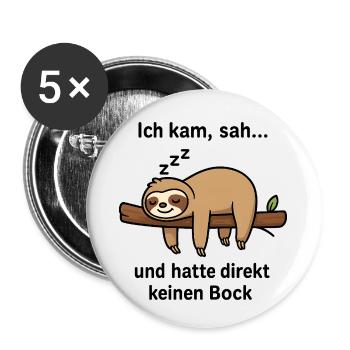 Faultier Geschenk Sloth Büro Arbeitskollege - Buttons klein 25 mm (5er Pack) - Weiß - Vorne