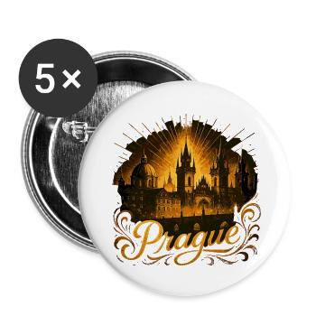 Prag Hauptstadt Tschechien Gold Geschenk - Buttons klein 25 mm (5er Pack) - Weiß - Vorne