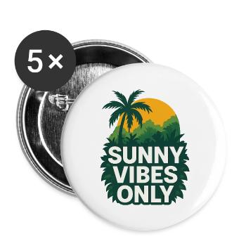 Sunny vibes with jungle motifs - Buttons small 1''/25 mm (5-pack) - white - Front