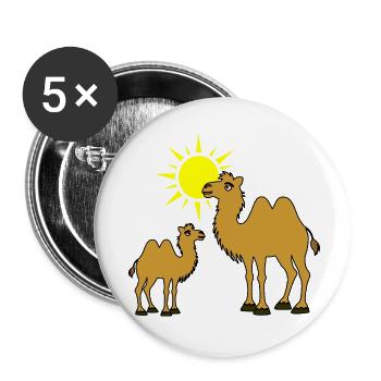 Mother and Baby Camel with Sun - Buttons small 1''/25 mm (5-pack) - white - Front