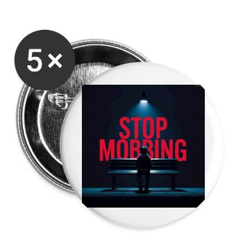 Stop Mobbing - Buttons klein 25 mm (5er Pack) - Weiß - Vorne