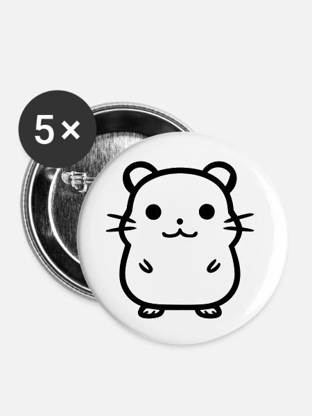 Hamster - Buttons klein 25 mm (5er Pack) - Weiß