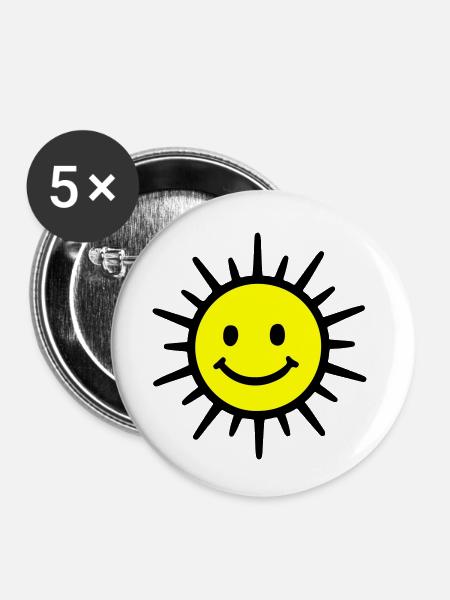 Sonne Freude Sommer - Buttons klein 25 mm (5er Pack) - Weiß