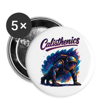 Calisthenics Astronaut Liegestütze Geschenk - Buttons klein 25 mm (5er Pack) - Weiß - Vorne