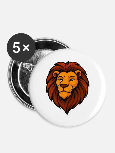 Proud Lion - Buttons klein 25 mm (5er Pack) - Weiß