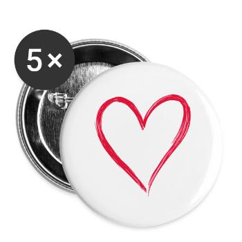 Amour dessiné à la main - Lot de 5 petits badges (25 mm) - blanc - Devant