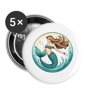 Mystic Mermaid Dream Meerjungfrau Sommer Liebe - Buttons klein 25 mm (5er Pack) - Weiß - Vorne