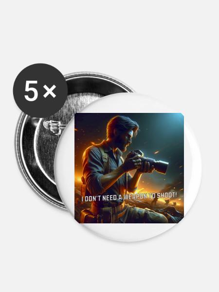 Fotograf im Einsatz - Buttons klein 25 mm (5er Pack) - Weiß