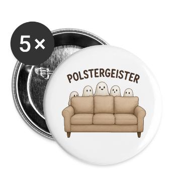 Geister - Buttons klein 25 mm (5er Pack) - Weiß - Vorne