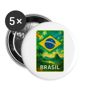 Brazil Flags Landscape Design - Buttons small 1''/25 mm (5-pack) - white - Front