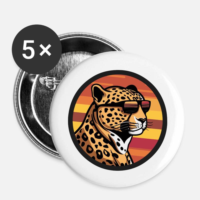 Leopard Comic Cool - Buttons small 1''/25 mm (5-pack) - white