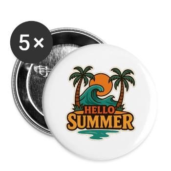 Bonjour insigne Vague Tropicale d’Été - Lot de 5 petits badges (25 mm) - blanc - Devant