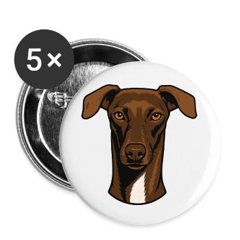 Galgo Español Portrait de tête - 20250604 - Lot de 5 petits badges (25 mm) - blanc - Devant