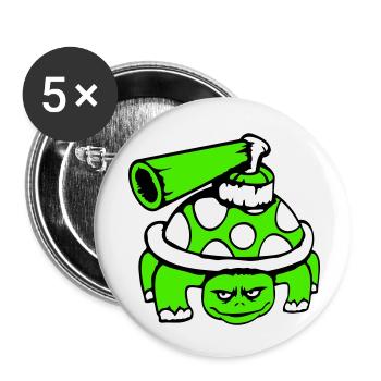 Turtle Tank Gun Shoot Guerre Attaque - Lot de 5 petits badges (25 mm) - blanc - Devant