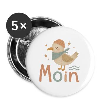 Moin Möwe – Nordsee Küstenkind Design - Buttons klein 25 mm (5er Pack) - Weiß - Vorne