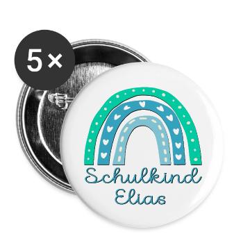 SCHULANFANG SCHULKIND ELIAS - Buttons klein 25 mm (5er Pack) - Weiß - Vorne