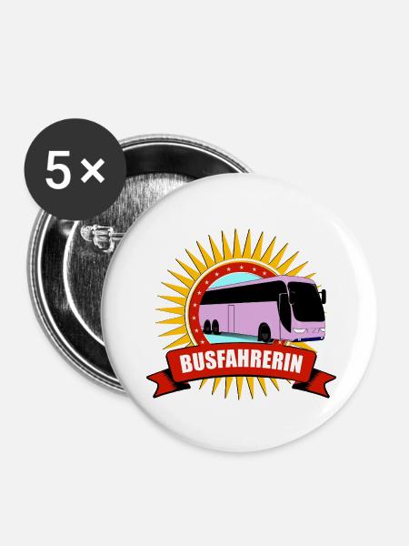 Busfahrerin Silhouette Muster - Buttons klein 25 mm (5er Pack) - Weiß