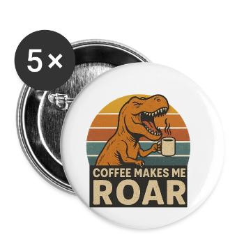 Dinosaur Coffee Roar Fun Design - Buttons klein 25 mm (5er Pack) - Weiß - Vorne