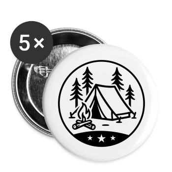 Zelt Lagerfeuer Camping - Buttons klein 25 mm (5er Pack) - Weiß - Vorne