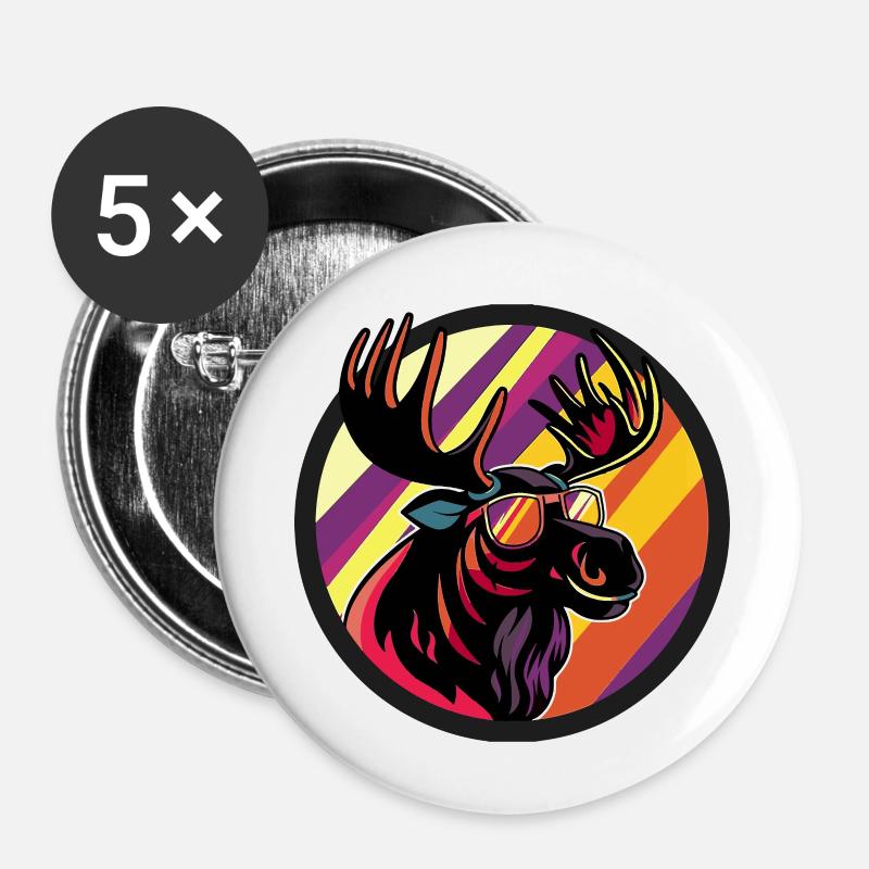 Moose Comic Cool - Buttons small 1''/25 mm (5-pack) - white