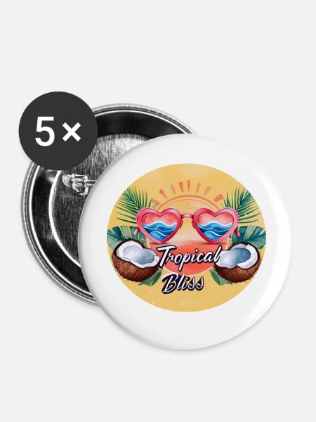 Tropische Glückseligkeit - Buttons klein 25 mm (5er Pack) - Weiß