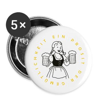 Bier Mädchen - Ein Prosit Der Gemütlichkeit - Buttons klein 25 mm (5er Pack) - Weiß - Vorne