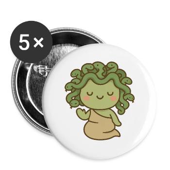 Mythologische Kawaii-Quallen - Buttons klein 25 mm (5er Pack) - Weiß - Vorne