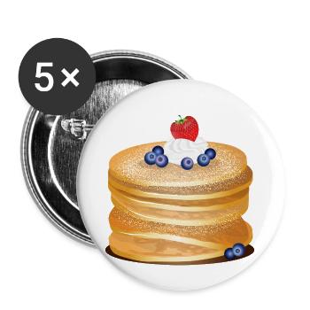 Goldbraune Pancakes mit Beeren und Sahne Motiv - Buttons klein 25 mm (5er Pack) - Weiß - Vorne