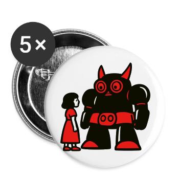 Girl and Robot - Buttons small 1''/25 mm (5-pack) - white - Front