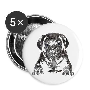 Welpe - Buttons klein 25 mm (5er Pack) - Weiß - Vorne