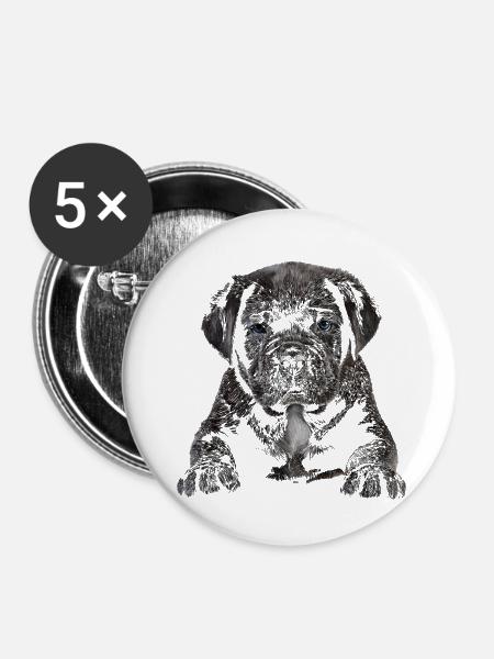 Welpe - Buttons klein 25 mm (5er Pack) - Weiß