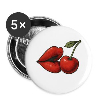 Cherry Kiss - Buttons small 1''/25 mm (5-pack) - white - Front