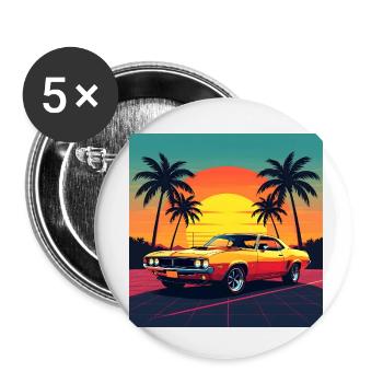Voiture de collection - Lot de 5 petits badges (25 mm) - blanc - Devant