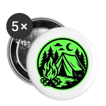 Tente de camping Nature - Lot de 5 petits badges (25 mm) - blanc - Devant