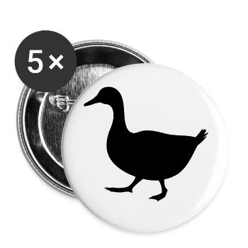 Laufende Ente Silhouette - Buttons klein 25 mm (5er Pack) - Weiß - Vorne