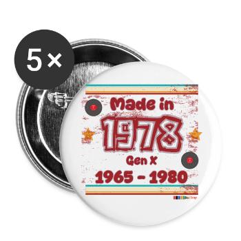70s Generation Retro Design - Buttons small 1''/25 mm (5-pack) - white - Front