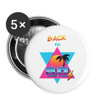 Zurück in die 80er – Sol og Palme - Buttons klein 25 mm (5er Pack) - Weiß - Vorne