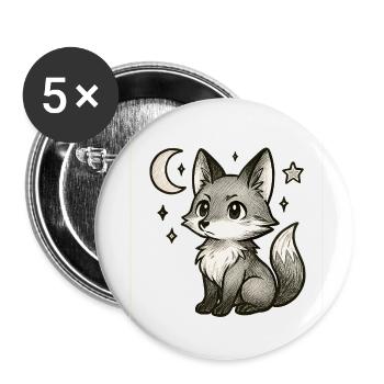 Kleiner Fuchs bei Nacht - Buttons klein 25 mm (5er Pack) - Weiß - Vorne