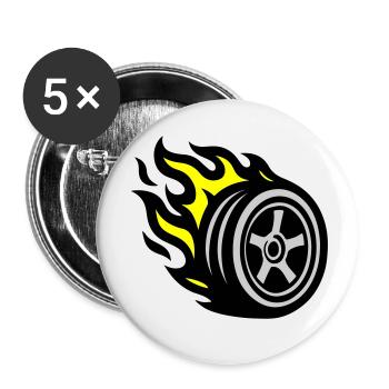 Flamme de pneu - Lot de 5 petits badges (25 mm) - blanc - Devant