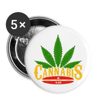 Cannabis-Logo mit Blatt und 420 Details - Buttons klein 25 mm (5er Pack) - Weiß - Vorne