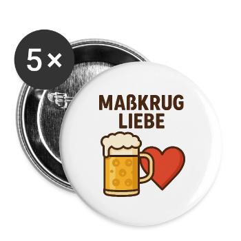 Bierlieber T−Shirt − Maßkrug mit Herz Design  - Buttons klein 25 mm (5er Pack) - Weiß - Vorne