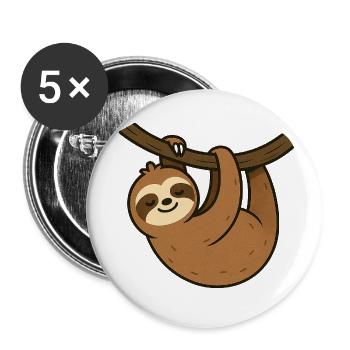 Faultier am Ast Entspannter Moment - Buttons klein 25 mm (5er Pack) - Weiß - Vorne