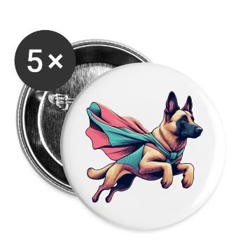 Super Dog Belgian Shepherd Cape Gift - Buttons small 1''/25 mm (5-pack) - white - Front