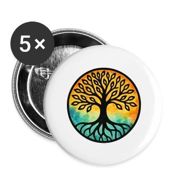 Arbre de vie - Lot de 5 petits badges (25 mm) - blanc - Devant